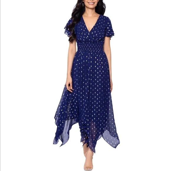 NWT BETSY & ADAMS Short Sleeve V-Neck Asymmetrical Hem Dress Size 4 - Picture 3 of 5